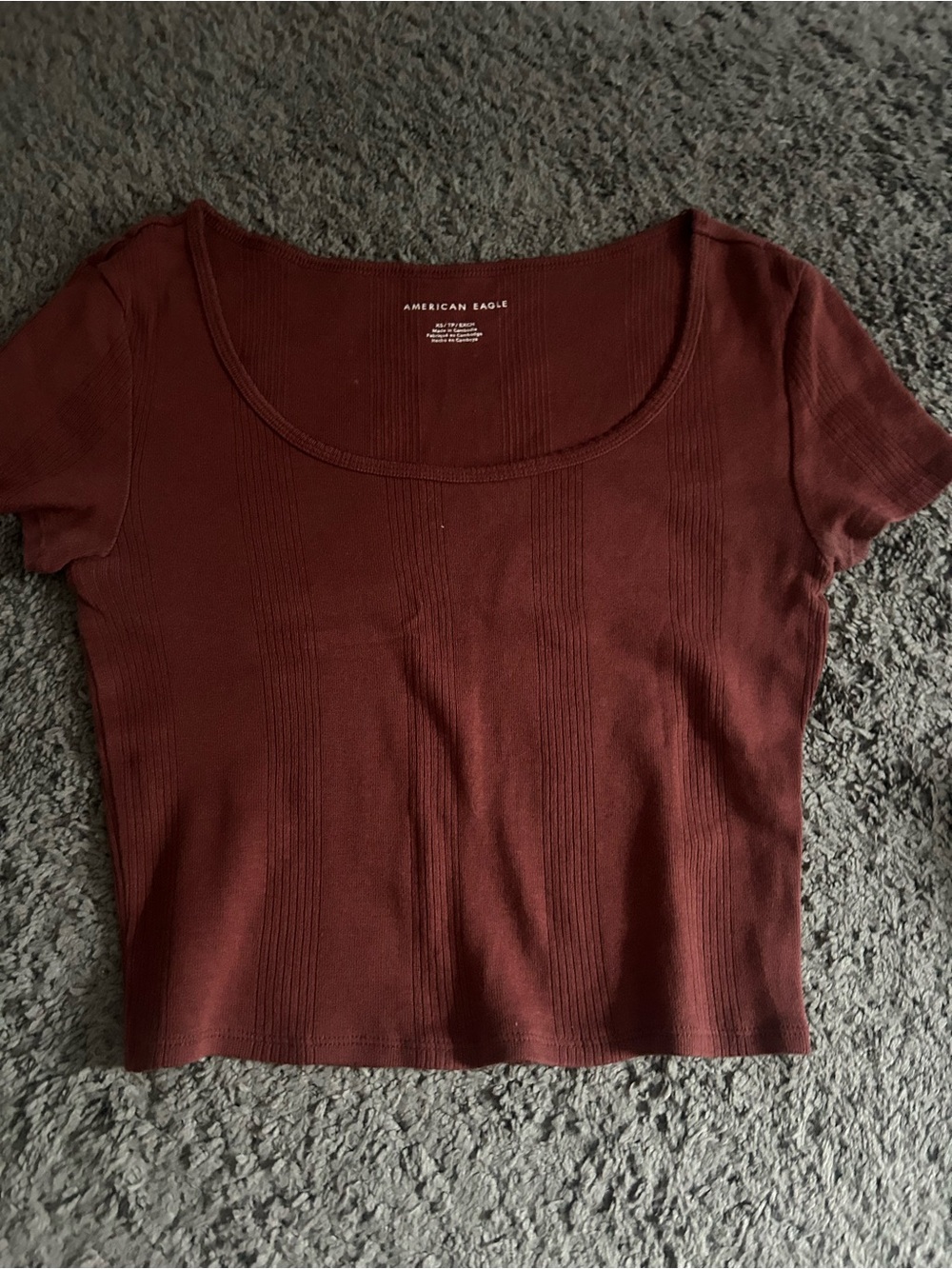 American Eagle Outfitters Ribbed Scoop Crop Top - Maroon